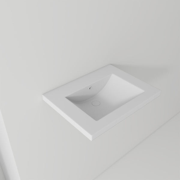 English Elm 24 Inch Vitreous Ceramic Bathroom Sink Ultra Thin Rim White Rectangular Vanity Basin B2775P510707