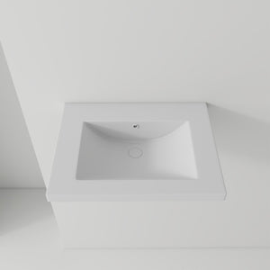 English Elm 24 Inch Vitreous Ceramic Bathroom Sink Ultra Thin Rim White Rectangular Vanity Basin B2775P510707