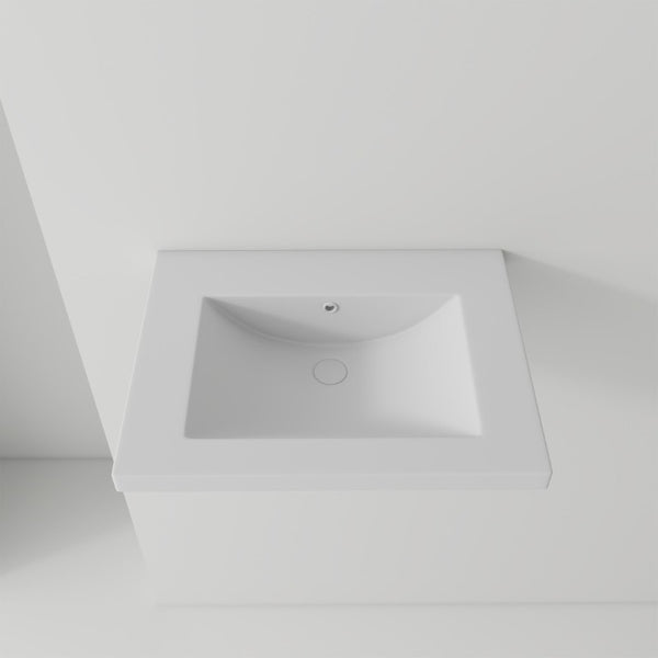 English Elm 24 Inch Vitreous Ceramic Bathroom Sink Ultra Thin Rim White Rectangular Vanity Basin B2775P510707