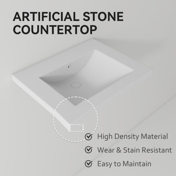 English Elm 24 Inch Vitreous Ceramic Bathroom Sink Ultra Thin Rim White Rectangular Vanity Basin B2775P510707