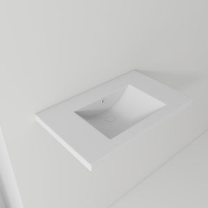 English Elm 30 Inch Vitreous Ceramic Bathroom Sink Ultra Thin Rim Single Faucet Hole White Basin B2775P510708