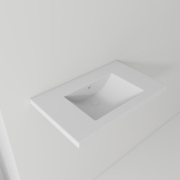 English Elm 30 Inch Vitreous Ceramic Bathroom Sink Ultra Thin Rim Single Faucet Hole White Basin B2775P510708