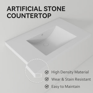 English Elm 30 Inch Vitreous Ceramic Bathroom Sink Ultra Thin Rim Single Faucet Hole White Basin B2775P510708