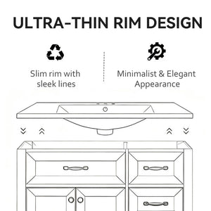 English Elm 30 Inch Vitreous Ceramic Bathroom Sink Ultra Thin Rim Single Faucet Hole White Basin B2775P510708