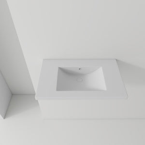 English Elm 30 Inch Vitreous Ceramic Bathroom Sink Ultra Thin Rim Single Faucet Hole White Basin B2775P510708