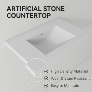 English Elm 30 Inch Vitreous Ceramic Bathroom Sink Ultra Thin Rim Rectangle Vanity Basin White B2775P510709