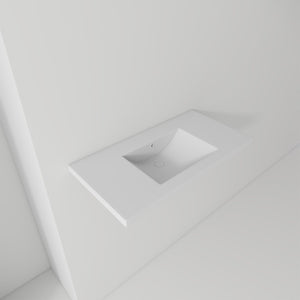 English Elm 36 Inch Vitreous Ceramic Bathroom Sink Ultra Thin Rim Modern Vanity Basin White B2775P510710