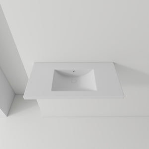 English Elm 36 Inch Vitreous Ceramic Bathroom Sink Ultra Thin Rim Modern Vanity Basin White B2775P510710