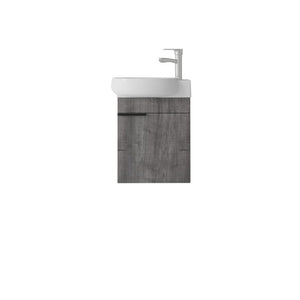 English Elm 16 Inch Wall Mounted Floating Vanity with Integrated Ceramic Sink and Soft Close Cabinet Grey B2775P510739