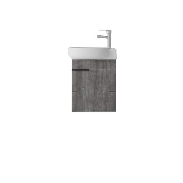 English Elm 16 Inch Wall Mounted Floating Vanity with Integrated Ceramic Sink and Soft Close Cabinet Grey B2775P510739