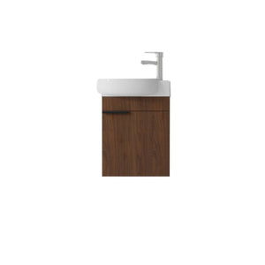 English Elm 16 Inch Wall Mounted Floating Vanity with Integrated Ceramic Sink and Soft Close Cabinet Brown B2775P510741