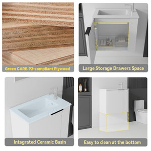 English Elm 22 Inch Floating Wall Mounted Bathroom Vanity with Ceramic Sink and Soft Close Cabinet White B2775P510742