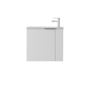 English Elm 22 Inch Floating Wall Mounted Bathroom Vanity with Ceramic Sink and Soft Close Cabinet White B2775P510742