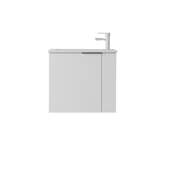 English Elm 22 Inch Floating Wall Mounted Bathroom Vanity with Ceramic Sink and Soft Close Cabinet White B2775P510742