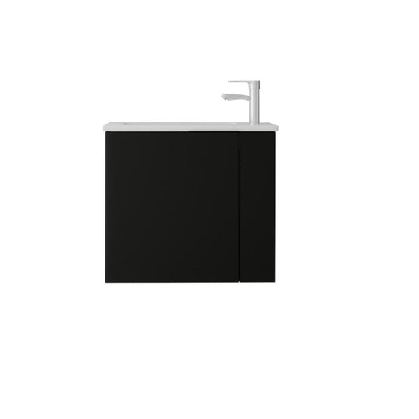 English Elm 22 Inch Floating Wall Mounted Bathroom Vanity with Ceramic Sink and Soft Close Cabinet Black B2775P510743