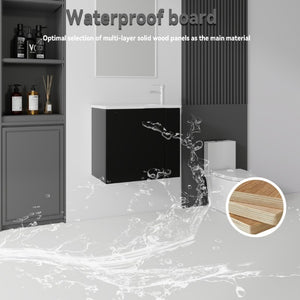 English Elm 22 Inch Floating Wall Mounted Bathroom Vanity with Ceramic Sink and Soft Close Cabinet Black B2775P510743