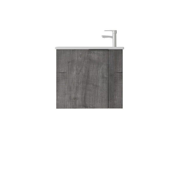 English Elm 22 Inch Floating Wall Mounted Bathroom Vanity with Ceramic Sink and Soft Close Cabinet Grey B2775P510744