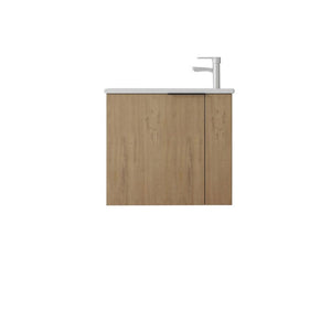 English Elm 22 Inch Floating Wall Mounted Bathroom Vanity with Ceramic Sink and Soft Close Cabinet Oak B2775P510745
