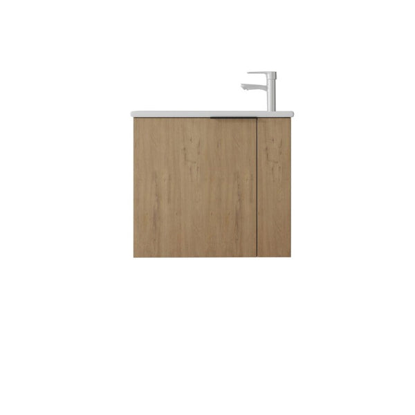 English Elm 22 Inch Floating Wall Mounted Bathroom Vanity with Ceramic Sink and Soft Close Cabinet Oak B2775P510745