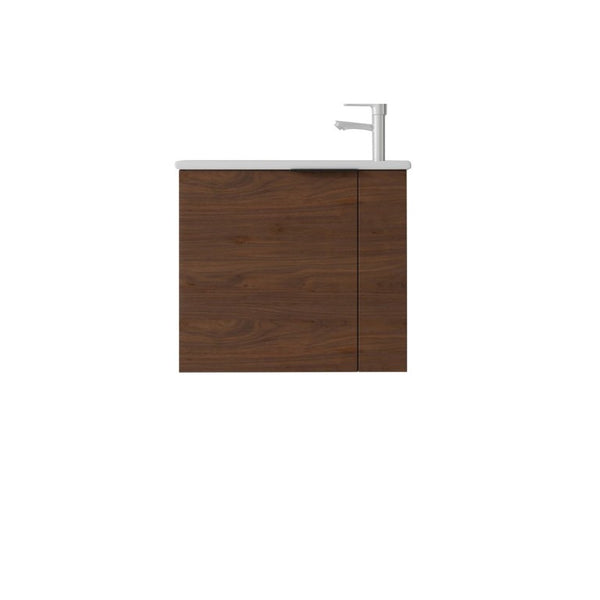 English Elm 22 Inch Floating Wall Mounted Bathroom Vanity with Ceramic Sink and Soft Close Cabinet Brown B2775P510746