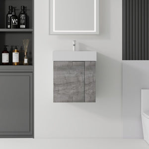 English Elm 21.6 Inch Floating Bathroom Vanity with Ceramic Sink Soft-Close Plywood Cabinet Grey B2775P510749
