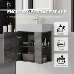 English Elm 21.6 Inch Floating Bathroom Vanity with Ceramic Sink Soft-Close Plywood Cabinet Grey B2775P510749