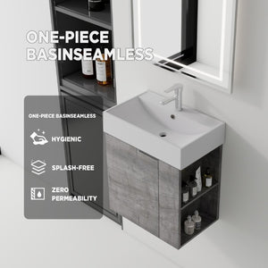 English Elm 21.6 Inch Floating Bathroom Vanity with Ceramic Sink Soft-Close Plywood Cabinet Grey B2775P510749