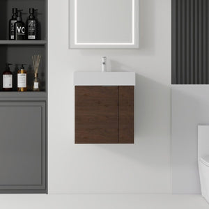 English Elm 21.6 Inch Floating Bathroom Vanity with Ceramic Sink Soft-Close Plywood Cabinet Brown B2775P510751