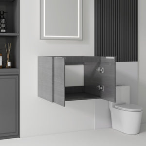 English Elm 24 Inch Wall Mounted Floating Bathroom Vanity Plywood Cabinet with Soft Close Doors Grey - A B2775P510752