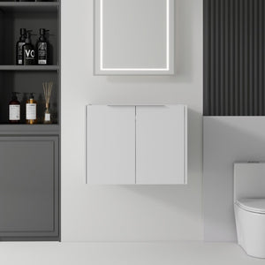 English Elm 24 Inch Wall Mounted Floating Bathroom Vanity Plywood Cabinet with Soft Close Doors White B2775P510754