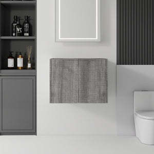 English Elm 24 Inch Wall Mounted Floating Bathroom Vanity Plywood Cabinet with Soft Close Doors Grey - B B2775P510756