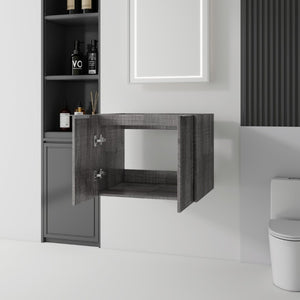 English Elm 24 Inch Wall Mounted Floating Bathroom Vanity Plywood Cabinet with Soft Close Doors Grey - B B2775P510756
