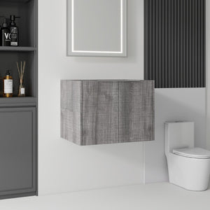 English Elm 24 Inch Wall Mounted Floating Bathroom Vanity Plywood Cabinet with Soft Close Doors Grey - B B2775P510756