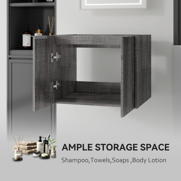 English Elm 24 Inch Wall Mounted Floating Bathroom Vanity Plywood Cabinet with Soft Close Doors Grey - B B2775P510756