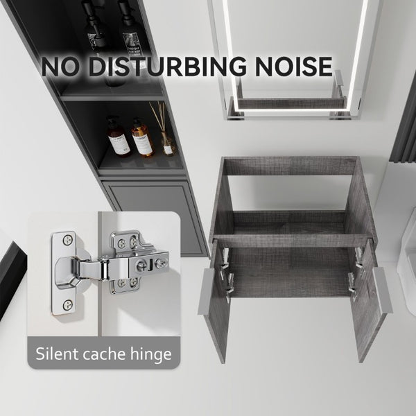 English Elm 24 Inch Wall Mounted Floating Bathroom Vanity Plywood Cabinet with Soft Close Doors Grey - B B2775P510756