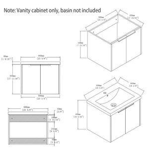 English Elm 24 Inch Wall Mounted Floating Bathroom Vanity Plywood Cabinet with Soft Close Doors Grey - B B2775P510756
