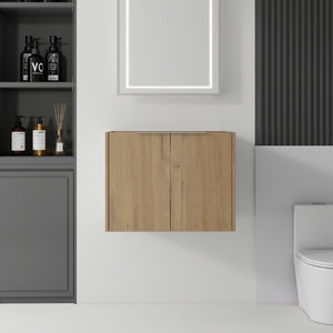 English Elm 24 Inch Wall Mounted Floating Bathroom Vanity Plywood Cabinet with Soft Close Doors Oak - B B2775P510757