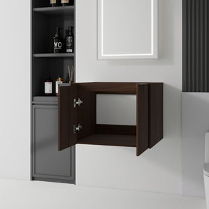 English Elm 24 Inch Wall Mounted Floating Bathroom Vanity Plywood Cabinet with Soft Close Doors Brown B2775P510758