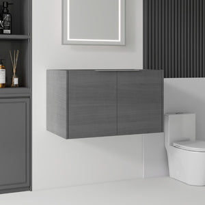 English Elm 30 Inch Floating Bathroom Vanity with Plywood Build Soft Close Doors Grey Finish Grey - A B2775P510759