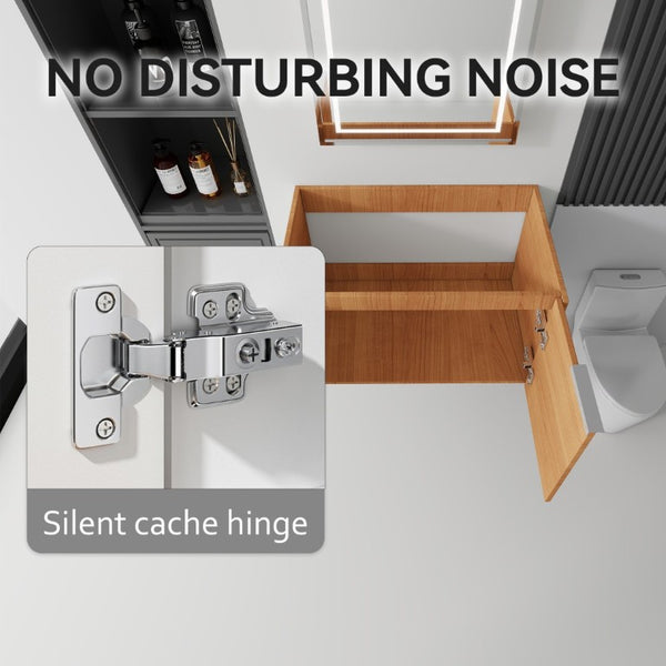 English Elm 30 Inch Floating Bathroom Vanity with Plywood Build Soft Close Doors Grey Finish Oak - A B2775P510760