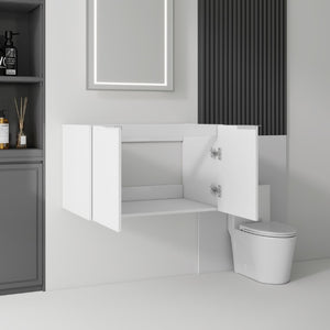 English Elm 30 Inch Floating Bathroom Vanity with Plywood Build Soft Close Doors Grey Finish White B2775P510761