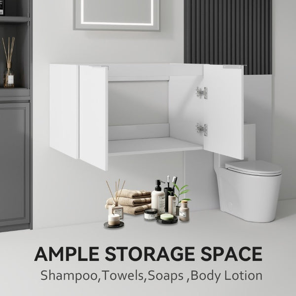 English Elm 30 Inch Floating Bathroom Vanity with Plywood Build Soft Close Doors Grey Finish White B2775P510761