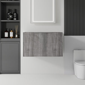 English Elm 30 Inch Floating Bathroom Vanity with Plywood Build Soft Close Doors Grey Finish Grey - B B2775P510763