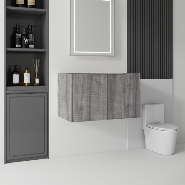 English Elm 30 Inch Floating Bathroom Vanity with Plywood Build Soft Close Doors Grey Finish Grey - B B2775P510763