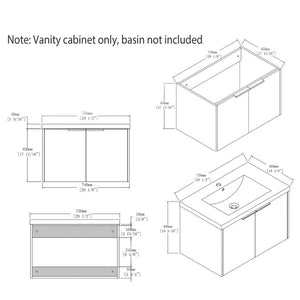 English Elm 30 Inch Floating Bathroom Vanity with Plywood Build Soft Close Doors Grey Finish Grey - B B2775P510763