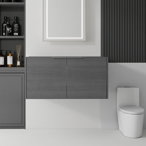 English Elm 36 Inch Floating Plywood Bathroom Vanity Cabinet with Soft Close Doors and Storage Grey - A B2775P510766