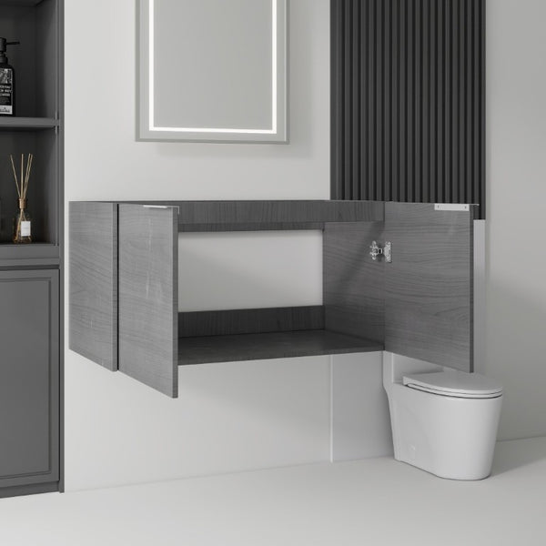 English Elm 36 Inch Floating Plywood Bathroom Vanity Cabinet with Soft Close Doors and Storage Grey - A B2775P510766