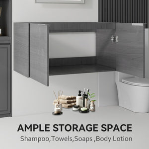 English Elm 36 Inch Floating Plywood Bathroom Vanity Cabinet with Soft Close Doors and Storage Grey - A B2775P510766