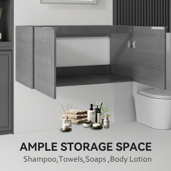 English Elm 36 Inch Floating Plywood Bathroom Vanity Cabinet with Soft Close Doors and Storage Grey - A B2775P510766