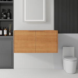 English Elm 36 Inch Floating Plywood Bathroom Vanity Cabinet with Soft Close Doors and Storage Oak - A B2775P510767